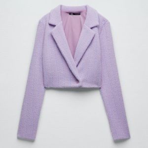 ZARA Blue Faux Fur Top Blazer Style